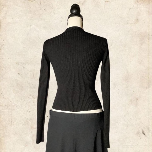 Black Ribbed Long Sleeve Top - Picture 4 of 5